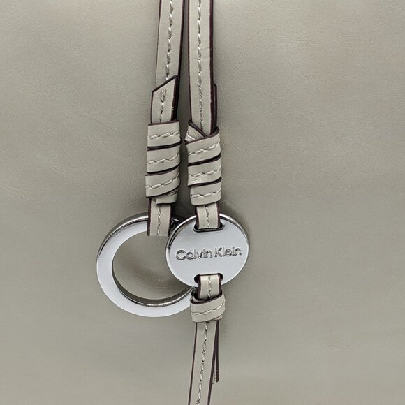 CALVIN KLEIN Hanna shiny faux-leather novelty tote shoulder bag -Pelican/Ivory - Picture 3 of 14